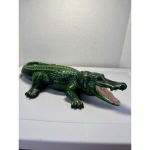 Vintage Ceramic Alligator 14" Figurine Handpainted Colorful Abstract Decor